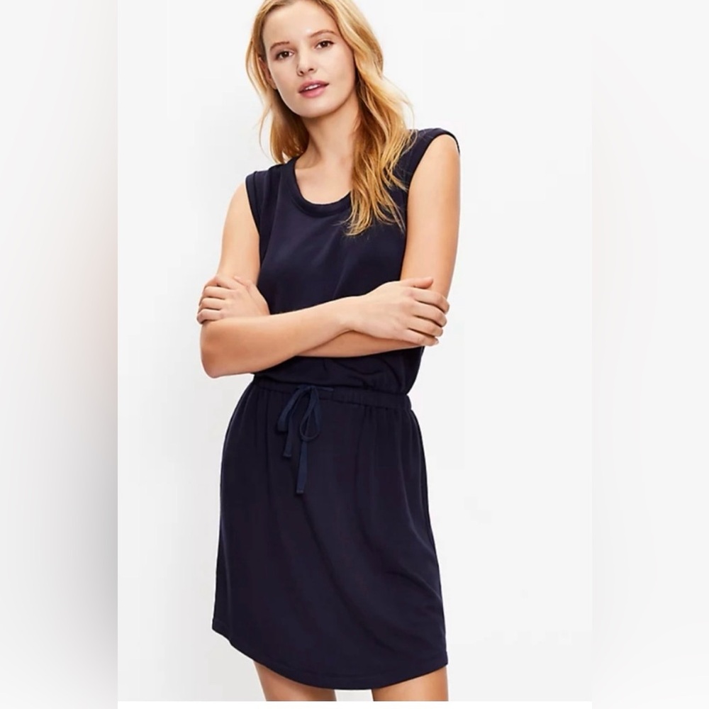 Lou & Grey Navy Sleeveless Drawstring Waist Dress